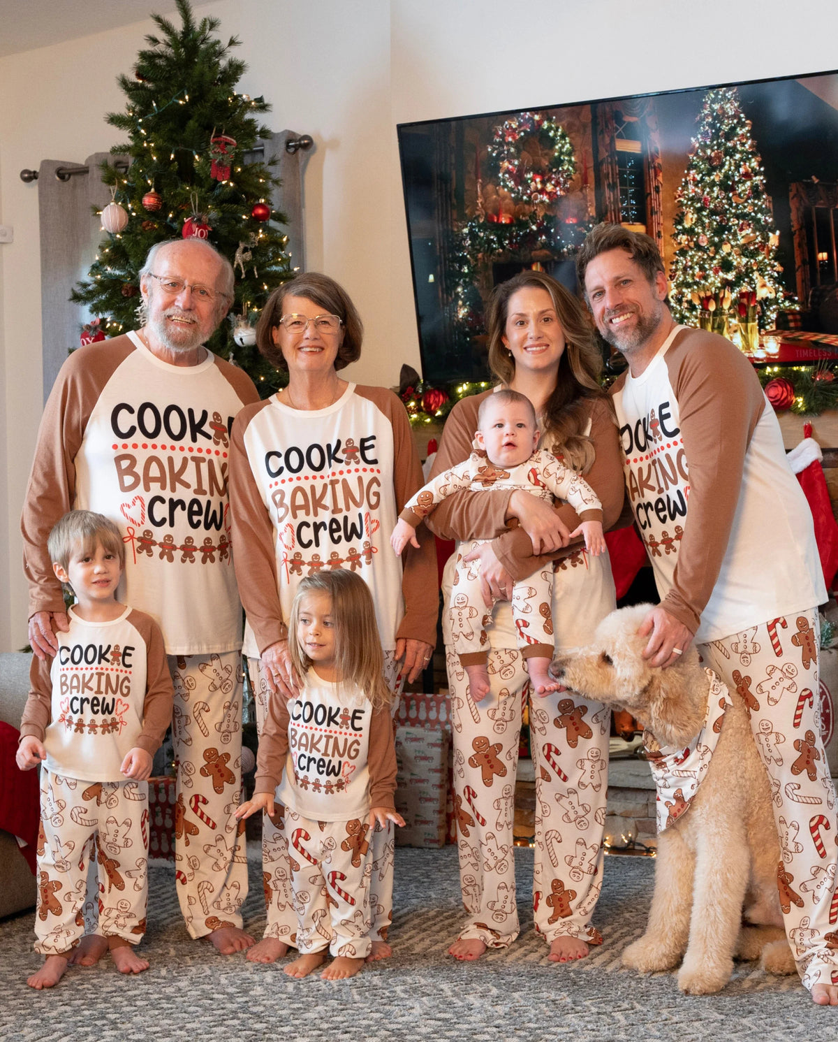 PatPat Family Matching Christmas Pajamas Gingerbread Print Khaki