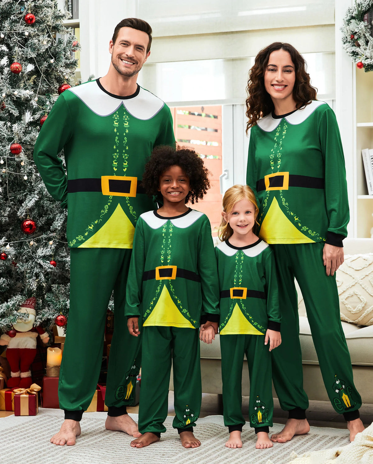 PatPat Elf Family Matching Christmas Pajamas Costume Green