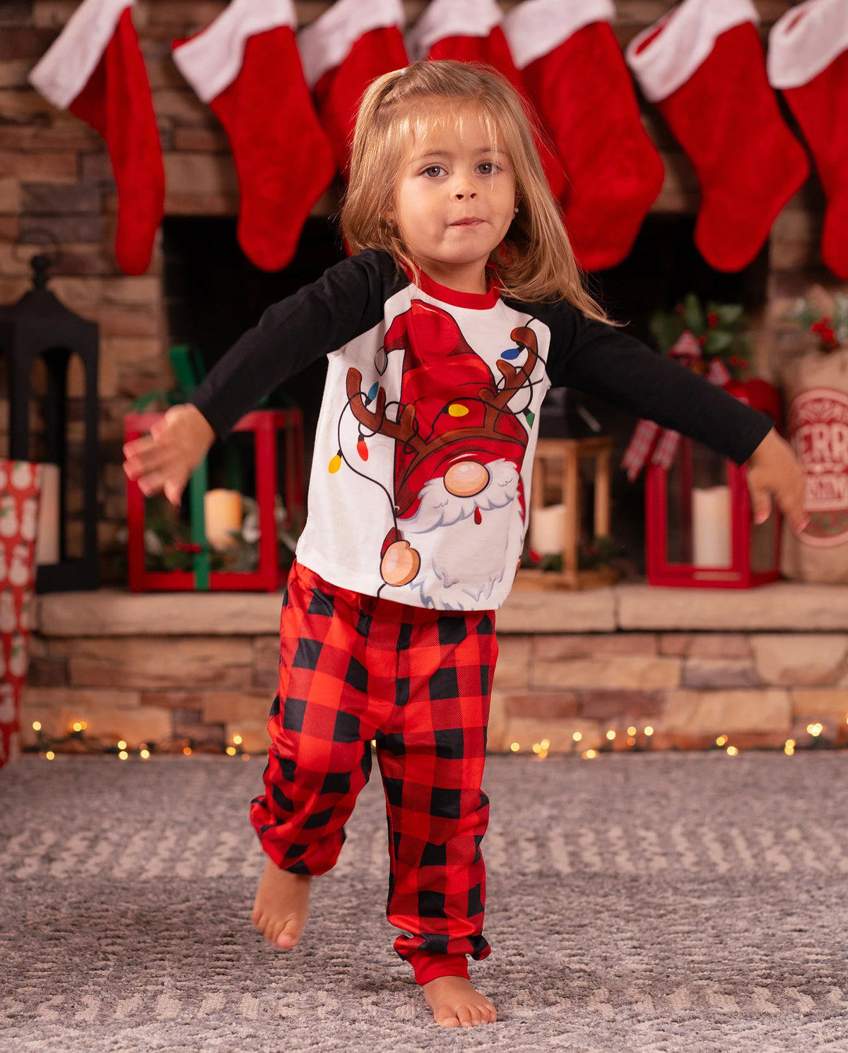 PatPat Family Matching Christmas Pajamas Gnome & Plaid Print Red
