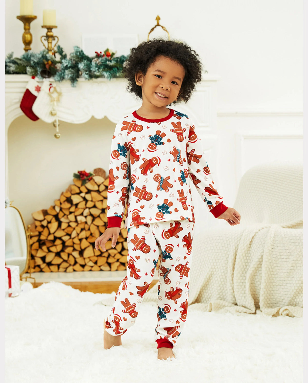 PatPat Matching Family Christmas Pajamas Gingerbread Print White