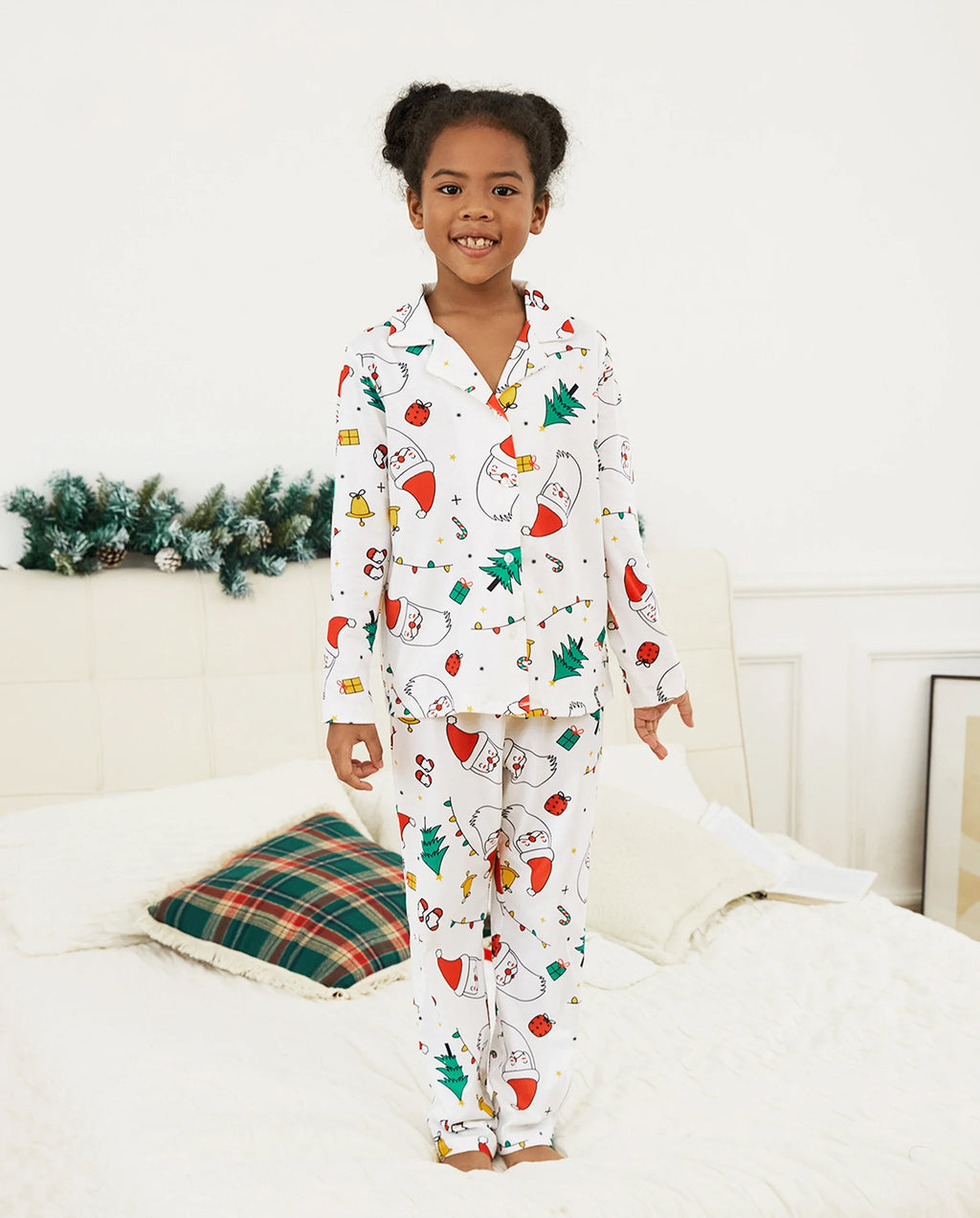 PatPat Matching Family Christmas Pajamas Christmas Tree & Santa Print White