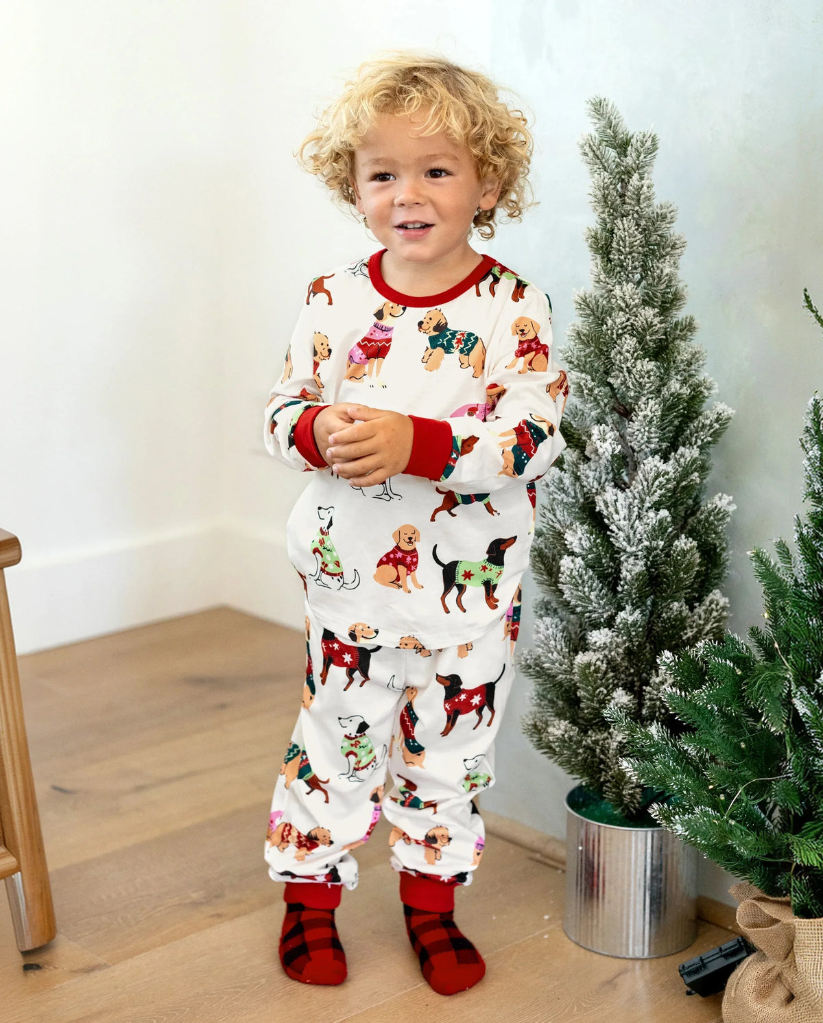 PatPat Family Matching Christmas Pajamas Festive Dog Print Cream