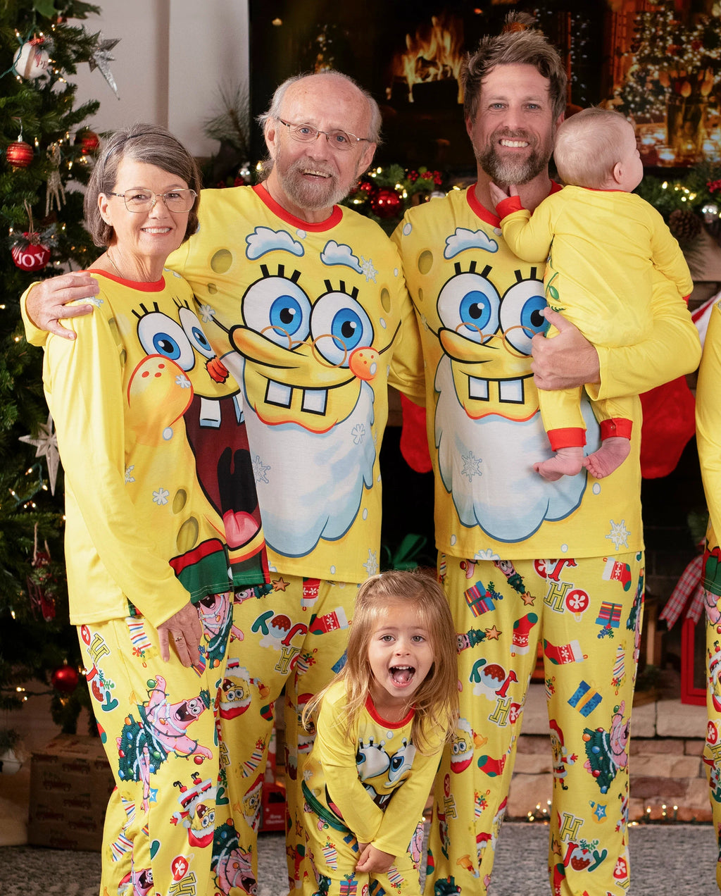 PatPat SpongeBob SquarePants Family Matching Christmas Pajamas Yellow