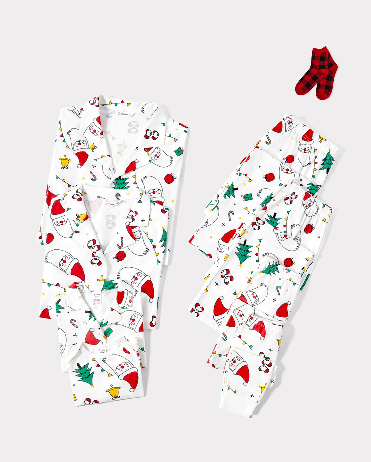 PatPat Matching Family Christmas Pajamas Christmas Tree & Santa Print White