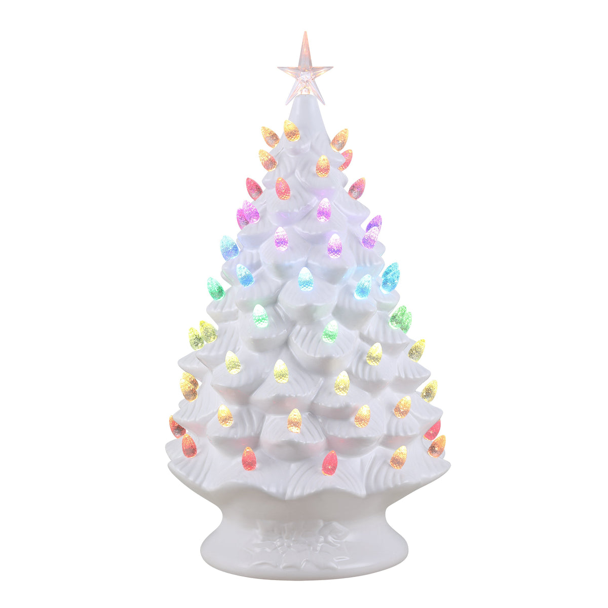 24 in. White Nostalgic Ceramic Tree with Light Show