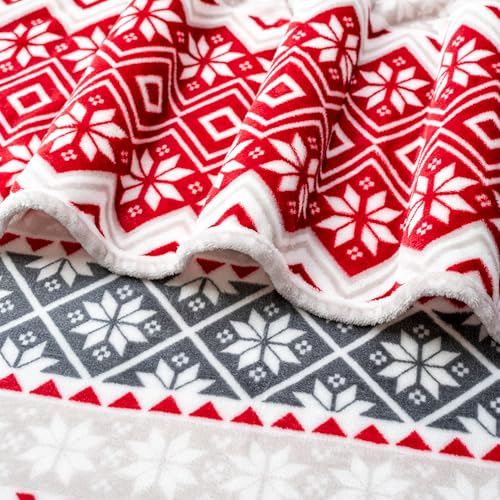PAVILIA Christmas Throw Blanket | Holiday Christmas Red Fleece Blanket | Soft, Plush, Warm Winter Cabin Throw, 50x60 (Red Snowflakes) - color: Holiday - Snowflakes, size: 50 X 60 Inches - Throw