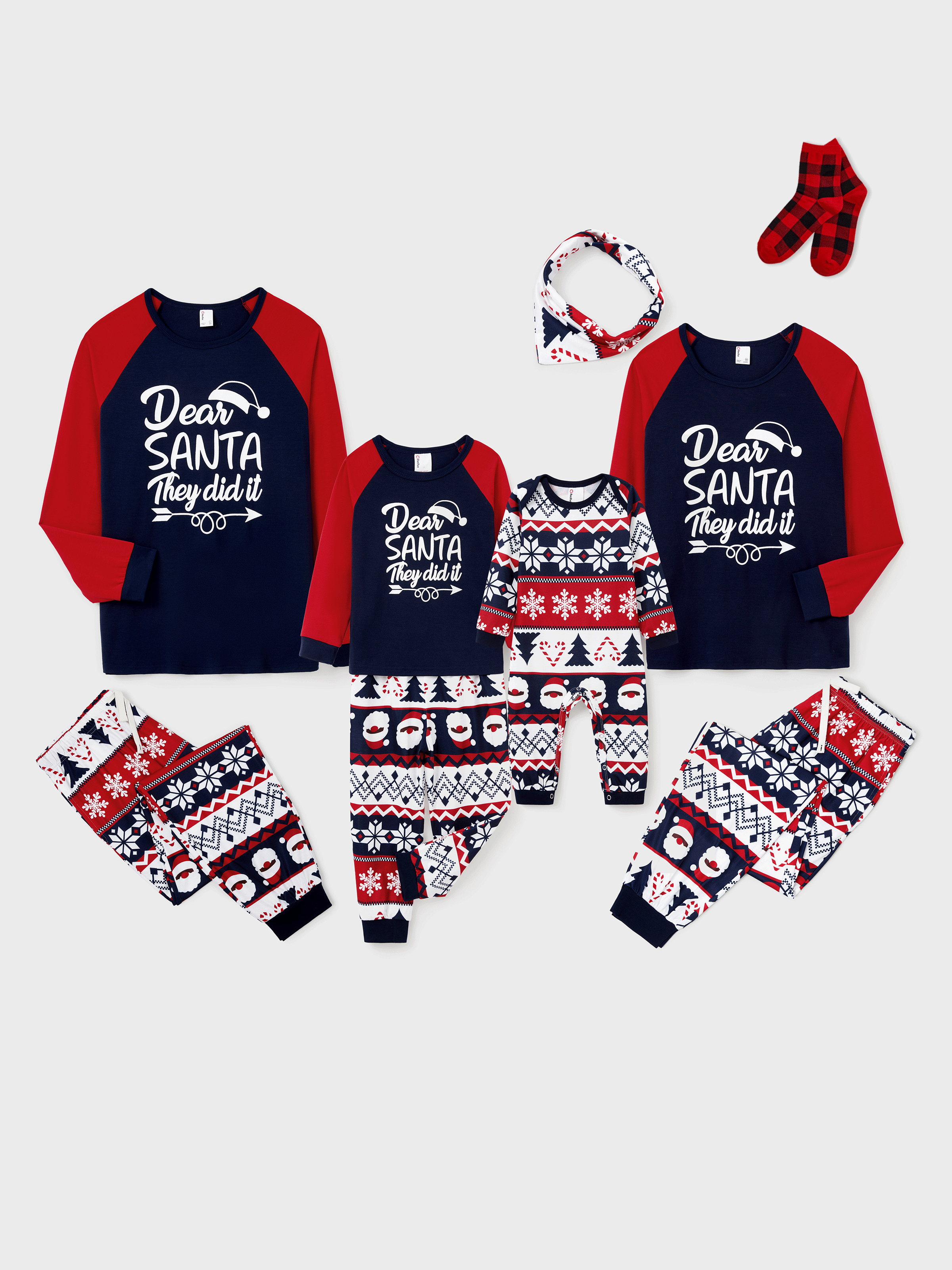 PatPat Family Matching Christmas Pajamas Glow in the Dark Navy