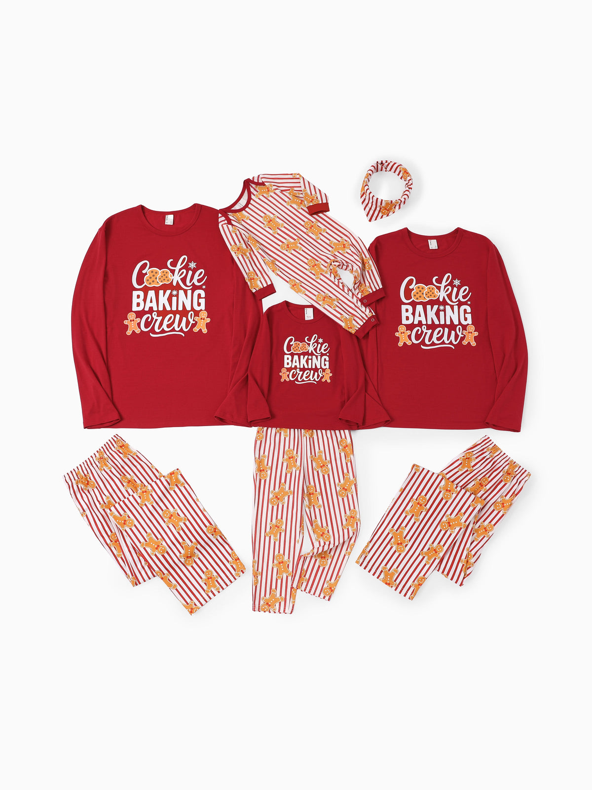 PatPat Family Matching Christmas Pajamas Gingerbread Print Red