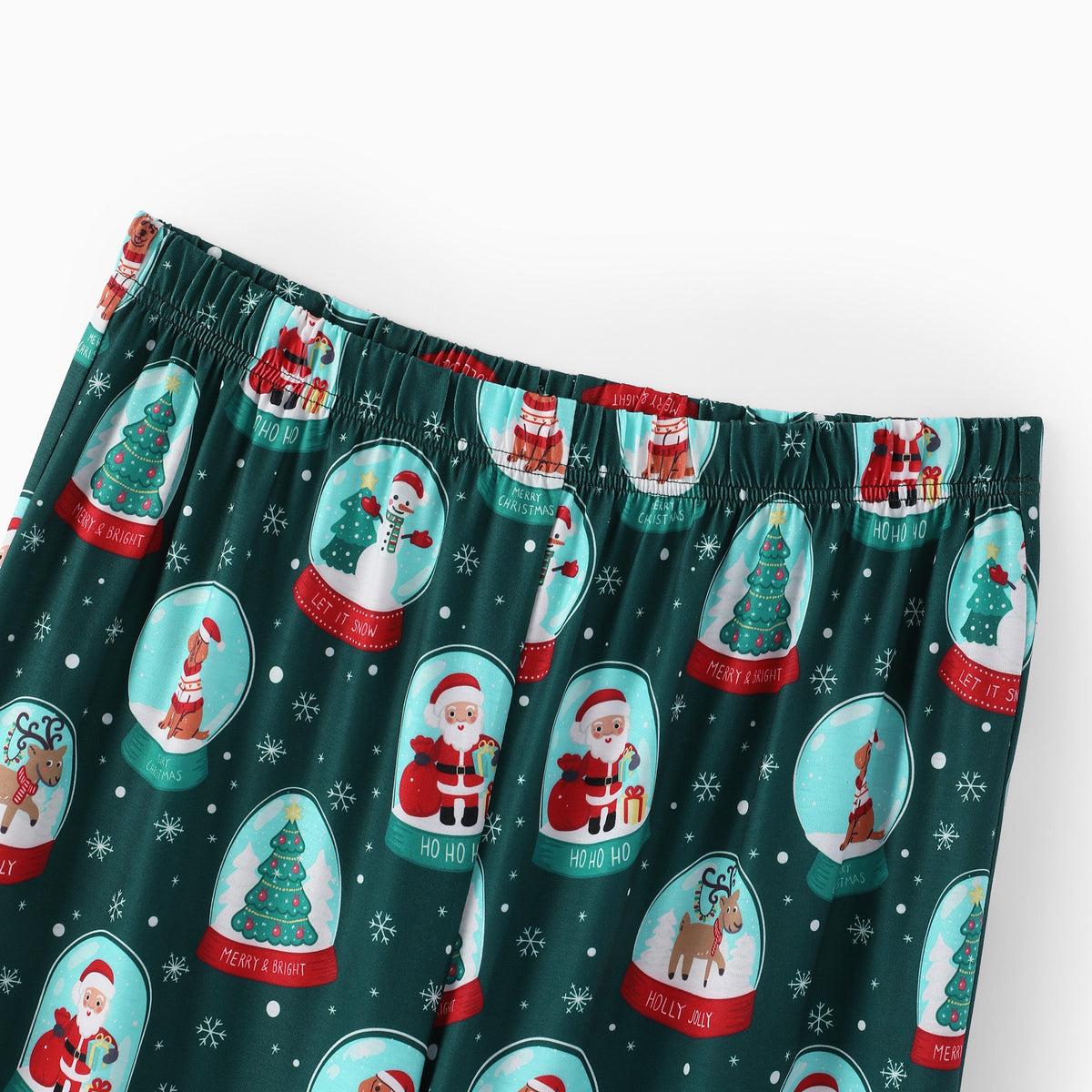 PatPat Matching Family Christmas Pajamas Snow Globe Print Dark Green Plus Size