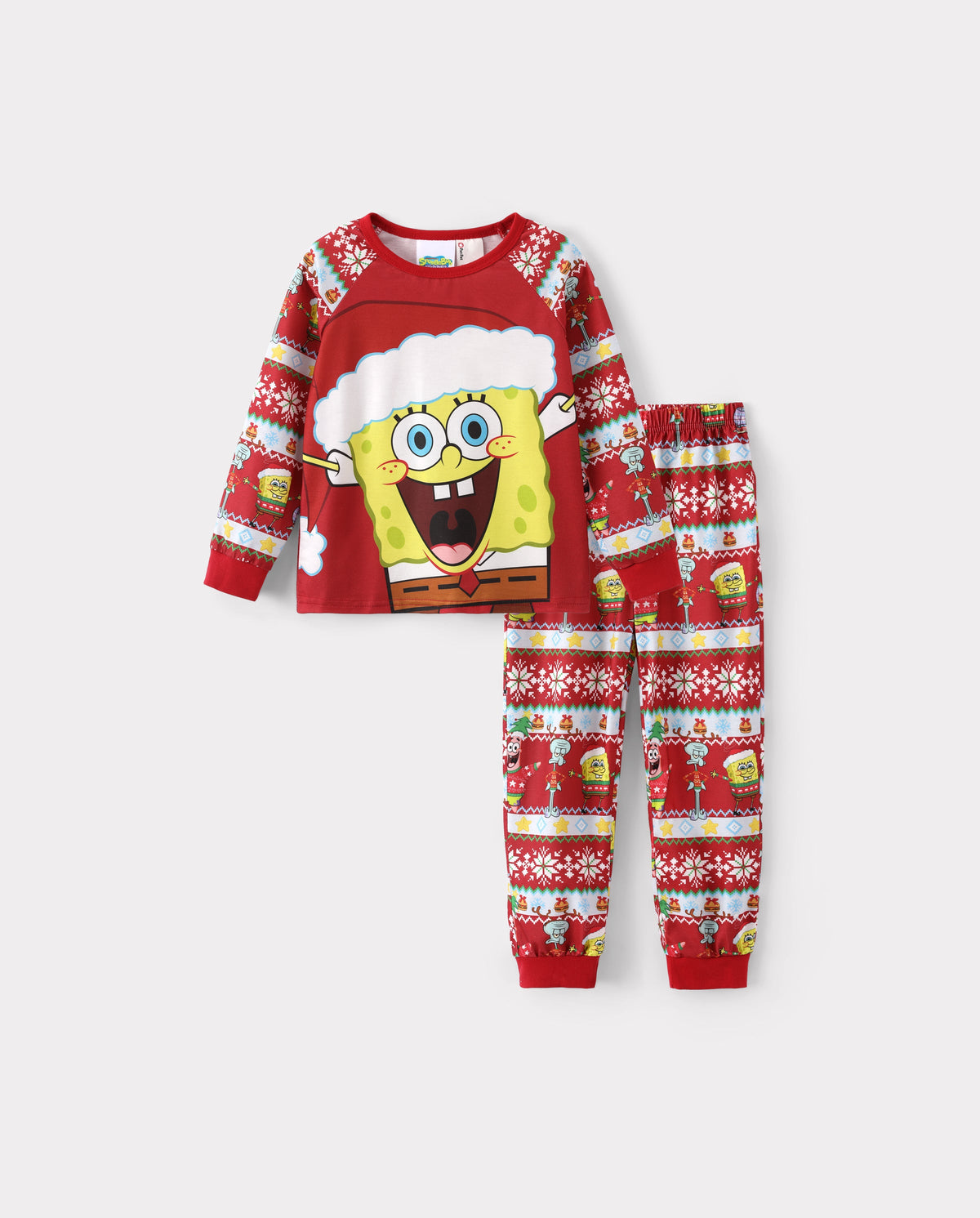 PatPat SpongeBob SquarePants Matching Family Christmas Pajamas Santa Hat Character Print Red Plus Size