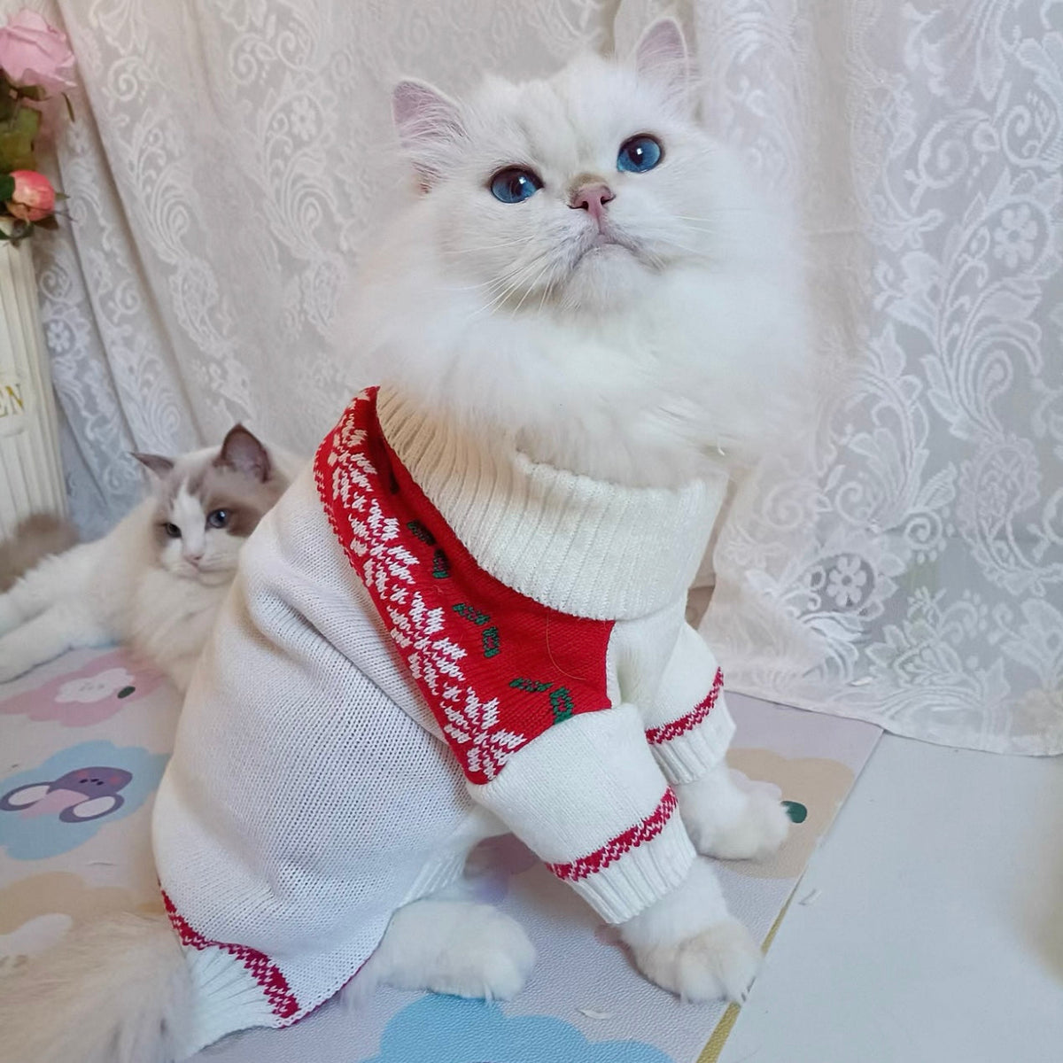 Christmas Snowflake Color Block Dog Cat Sweater