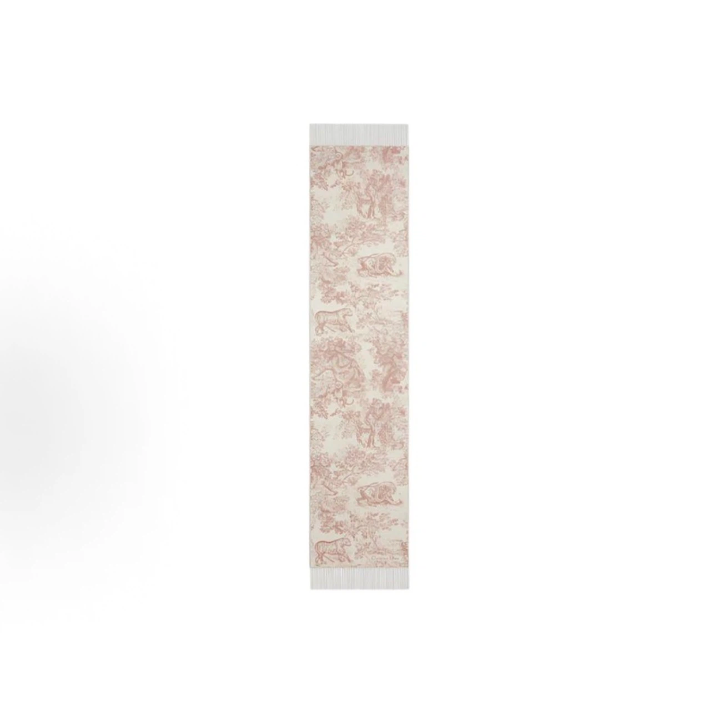 Dusty Pink Jungle Animal Art Print Reversible Fringed Winter Scarf