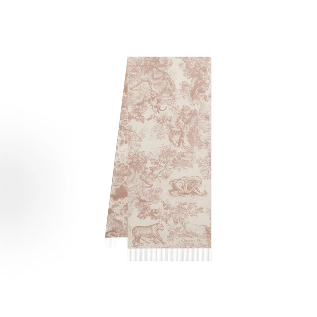 Dusty Pink Jungle Animal Art Print Reversible Fringed Winter Scarf