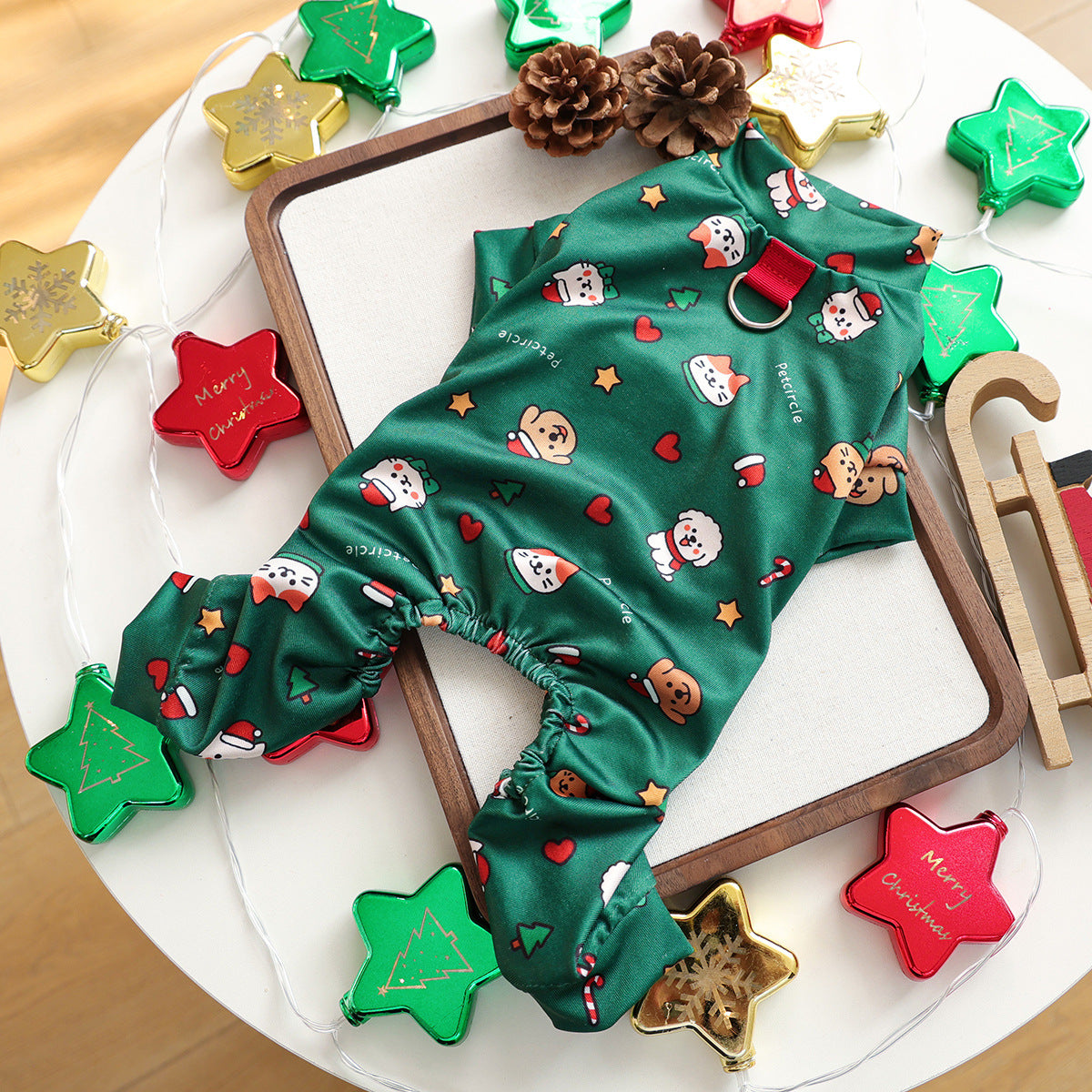 Christmas Santa Dog Harness Jumpsuits Pajama