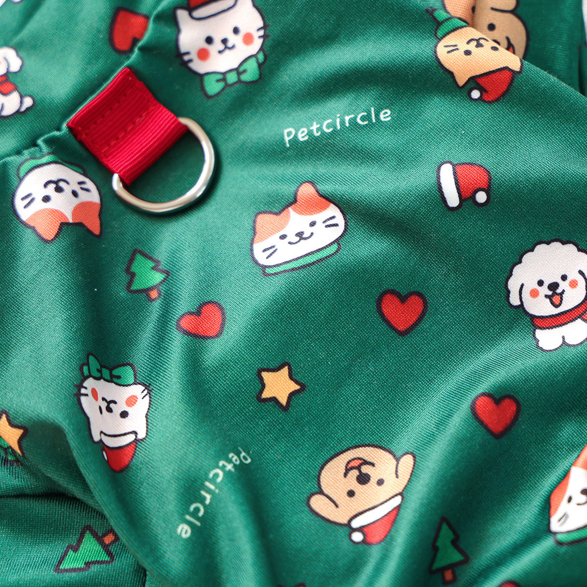 Christmas Santa Dog Harness Jumpsuits Pajama