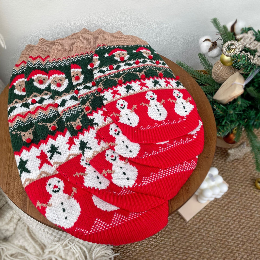 Christmas Snowman Santa Knitted Dog Cat Sweater