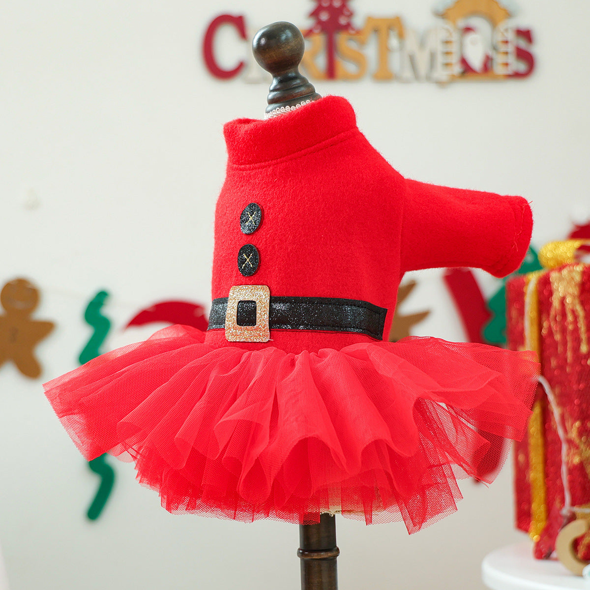 Santa Pattern Christmas Dog Cat Princess Dress
