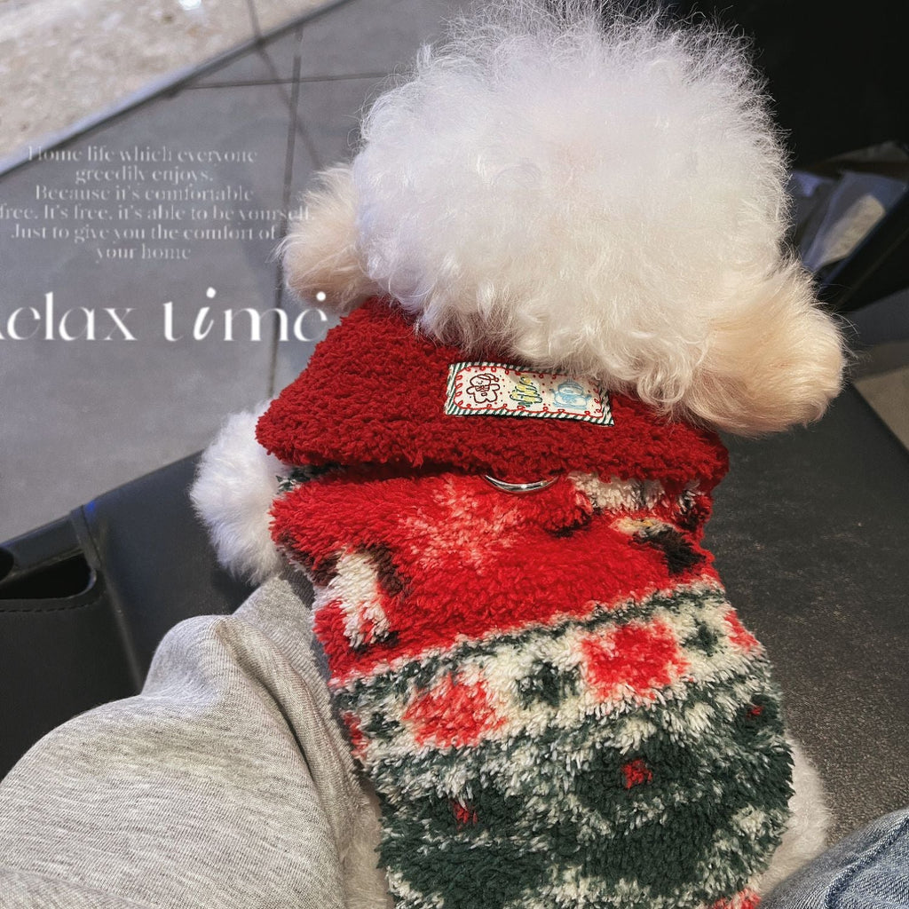 Fleece Christmas Pattern Dog Cat Vest Harness