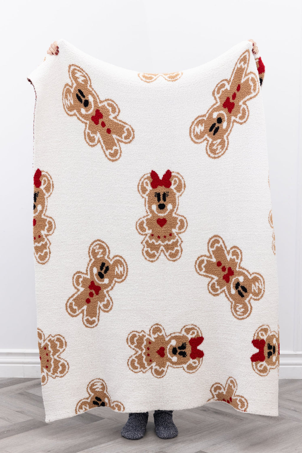 Mickey and Minnie Gingerbread Knitted Throw Blanket